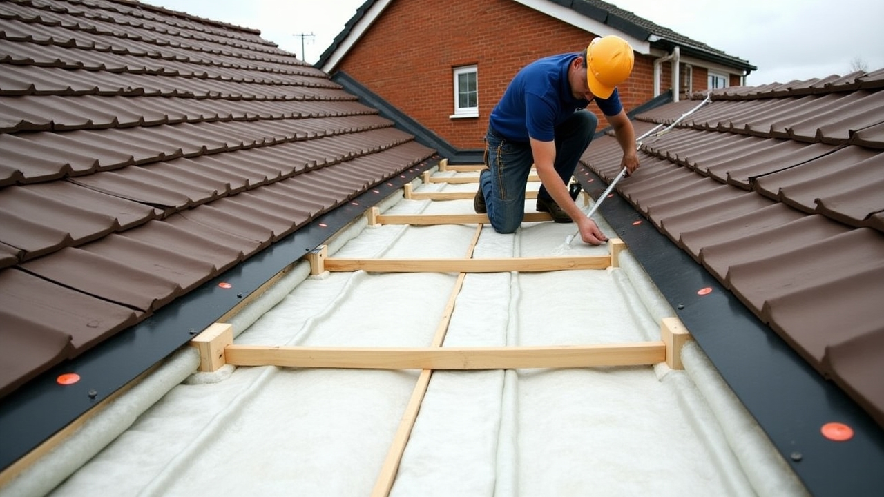 Instalación de aislamiento en cubierta inclinada
